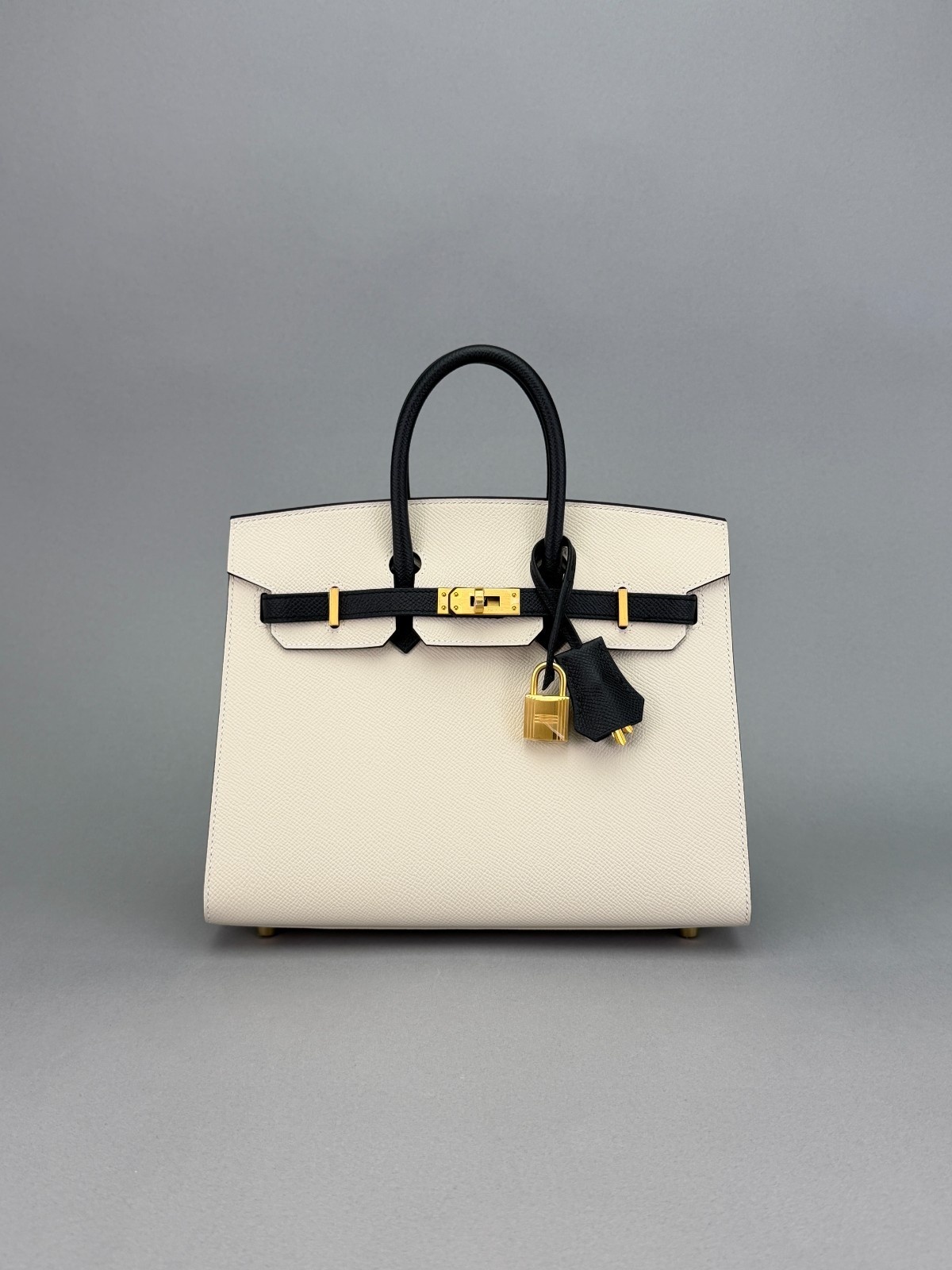 Hermes Birkin 25 Sellier Epsom HSS Panda Craie & Black Brushed Gold Hardware W