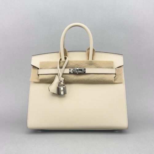 Hermes Birkin 25 Sellier Epsom Nata Palladium Hardware B Stamp 2023