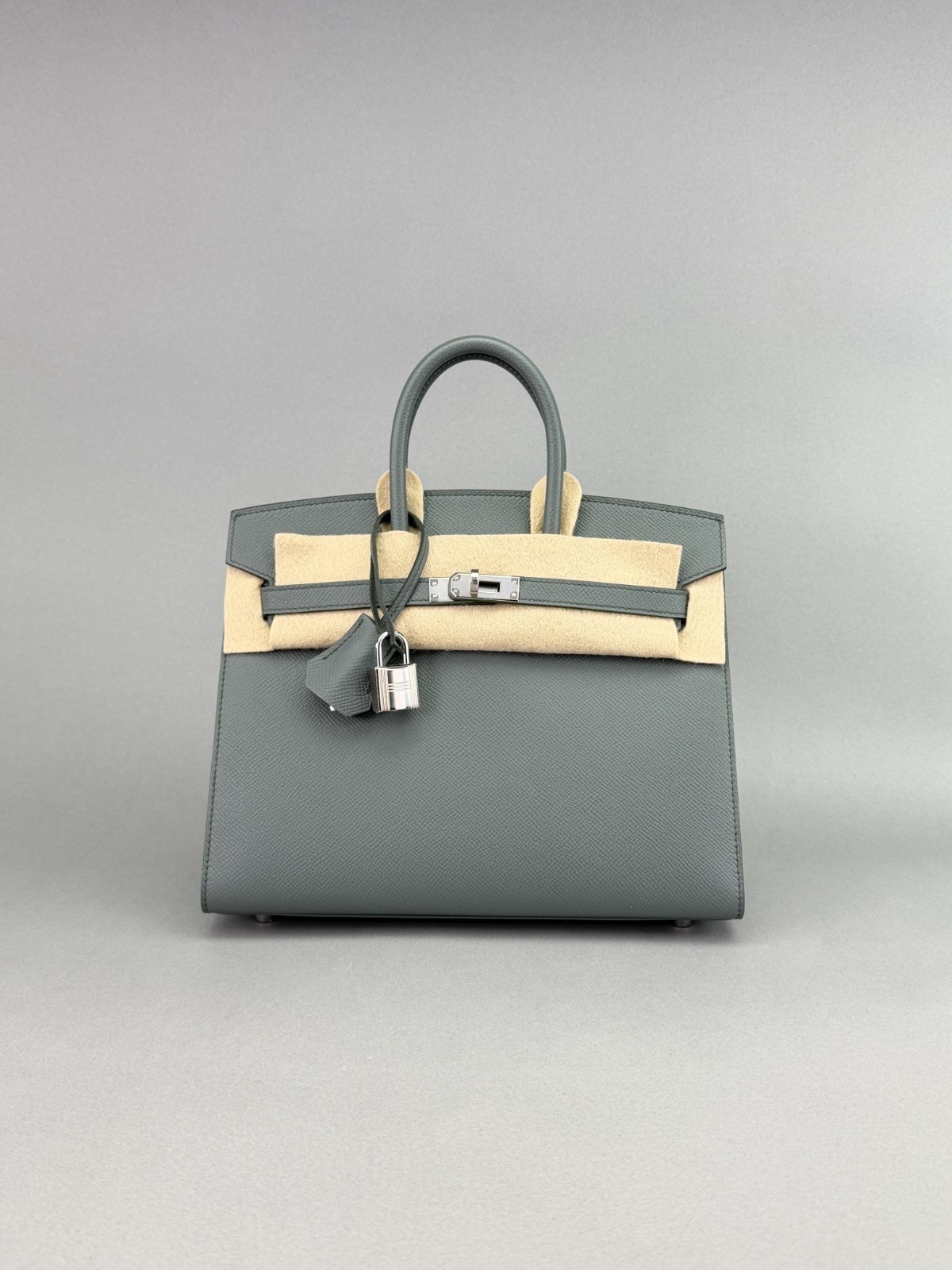Hermes Birkin 25 Sellier Epsom Vert Amande Palladium Hardware K Stamp 2025