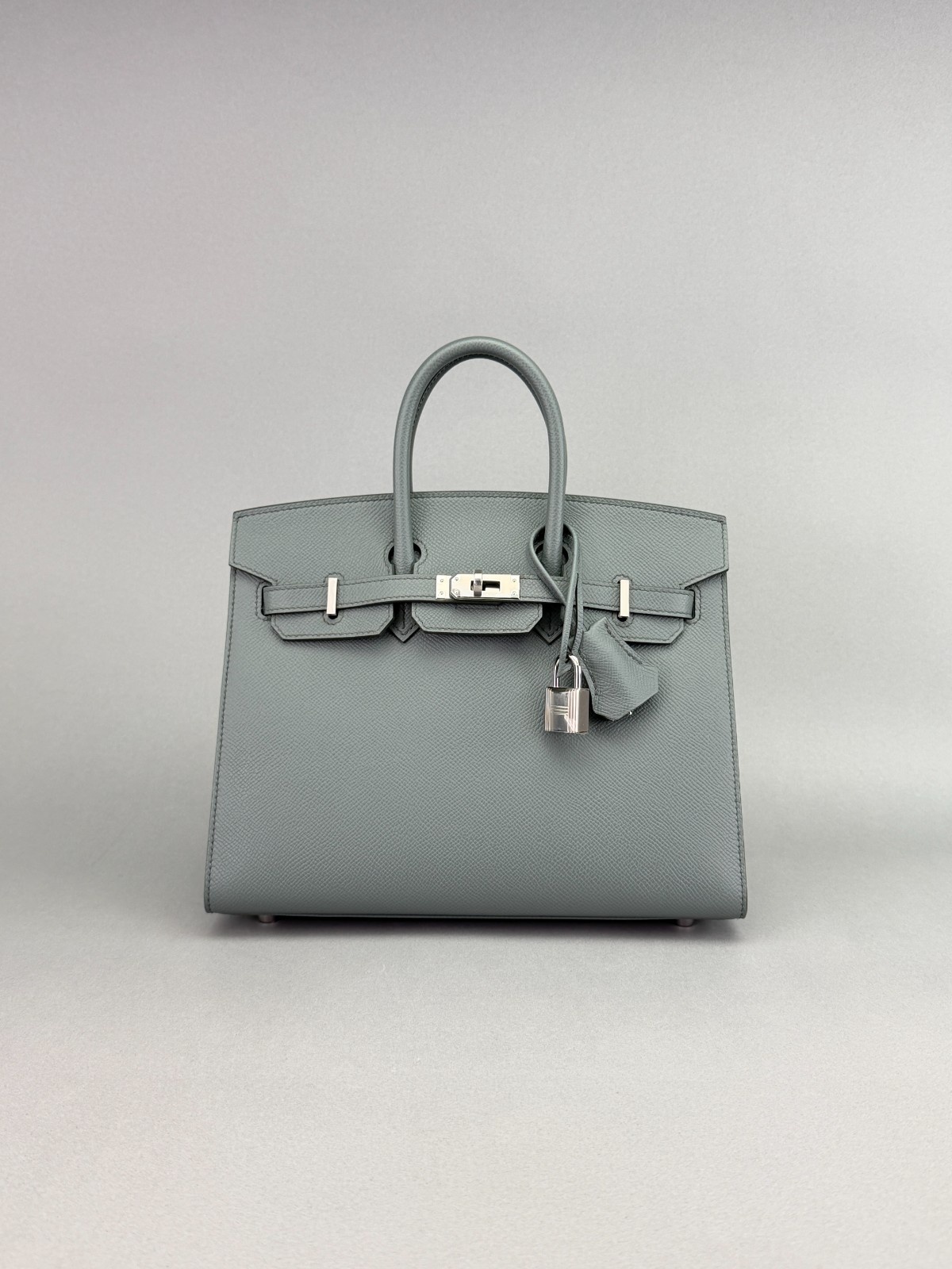 Hermes Birkin 25 Sellier Epsom Vert Amande Palladium Hardware K Stamp 2025