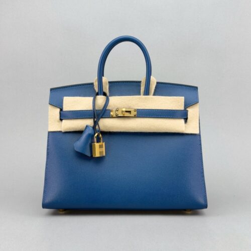 Hermes Birkin 25 Sellier Madame Deep Blue Gold Hardware W Stamp 2024