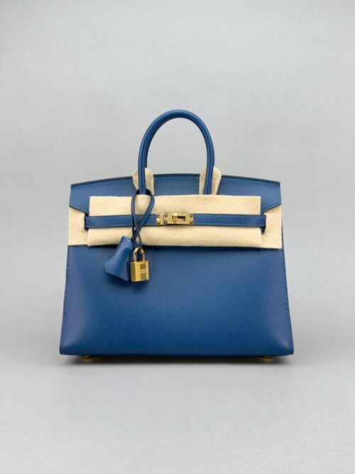 Hermes Birkin 25 Sellier Madame Deep Blue Gold Hardware W Stamp 2024