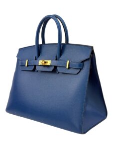 Hermes Birkin 25 Sellier Madame Deep Blue Gold Hardware W Stamp 2024