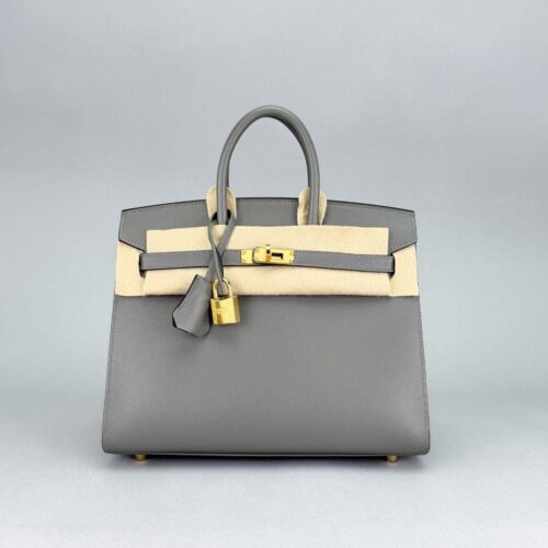 Hermes Birkin 25 Sellier Madame Gris Meyer Gold Hardware W Stamp 2024