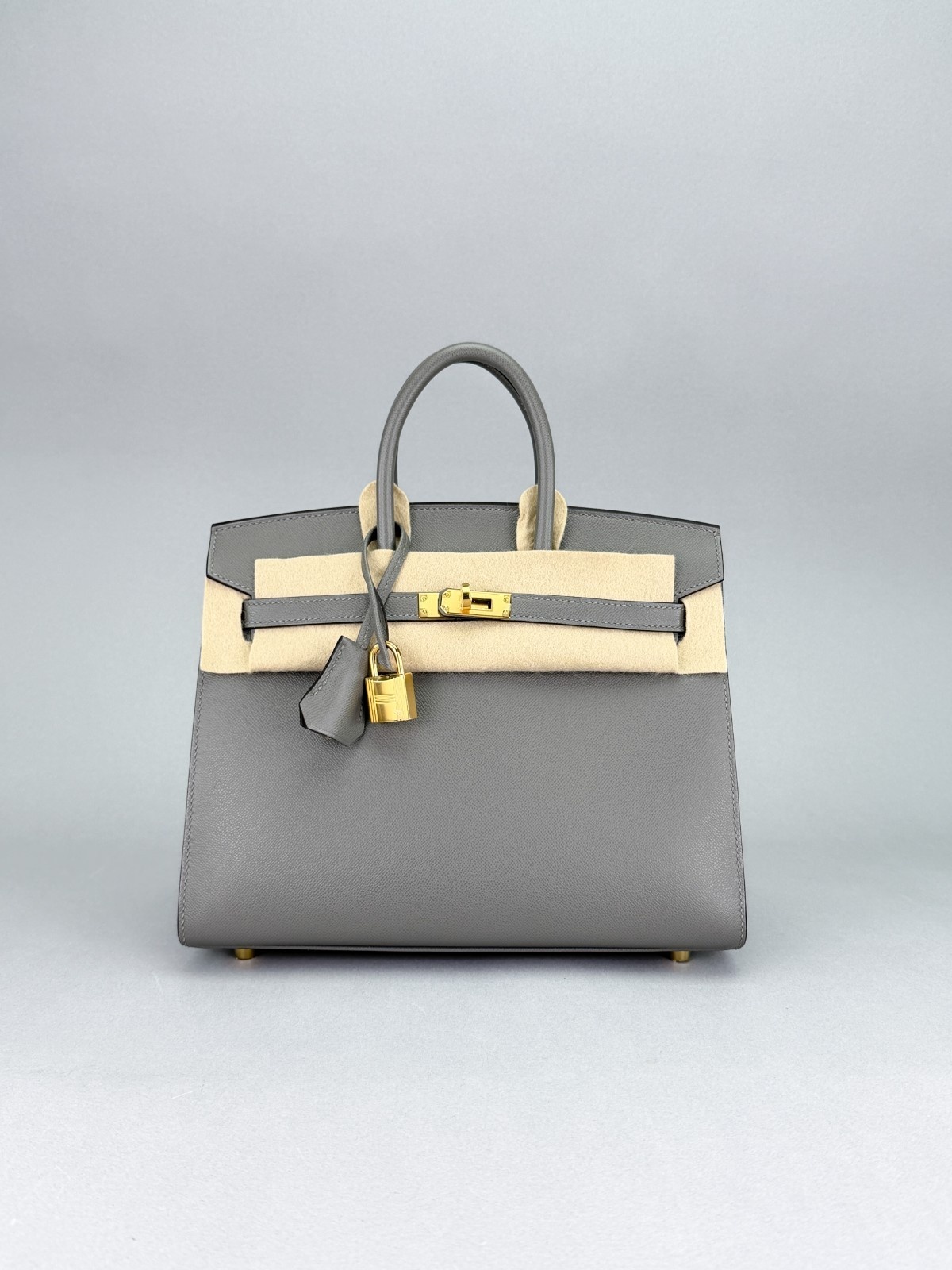 Hermes Birkin 25 Sellier Madame Gris Meyer Gold Hardware W Stamp 2024