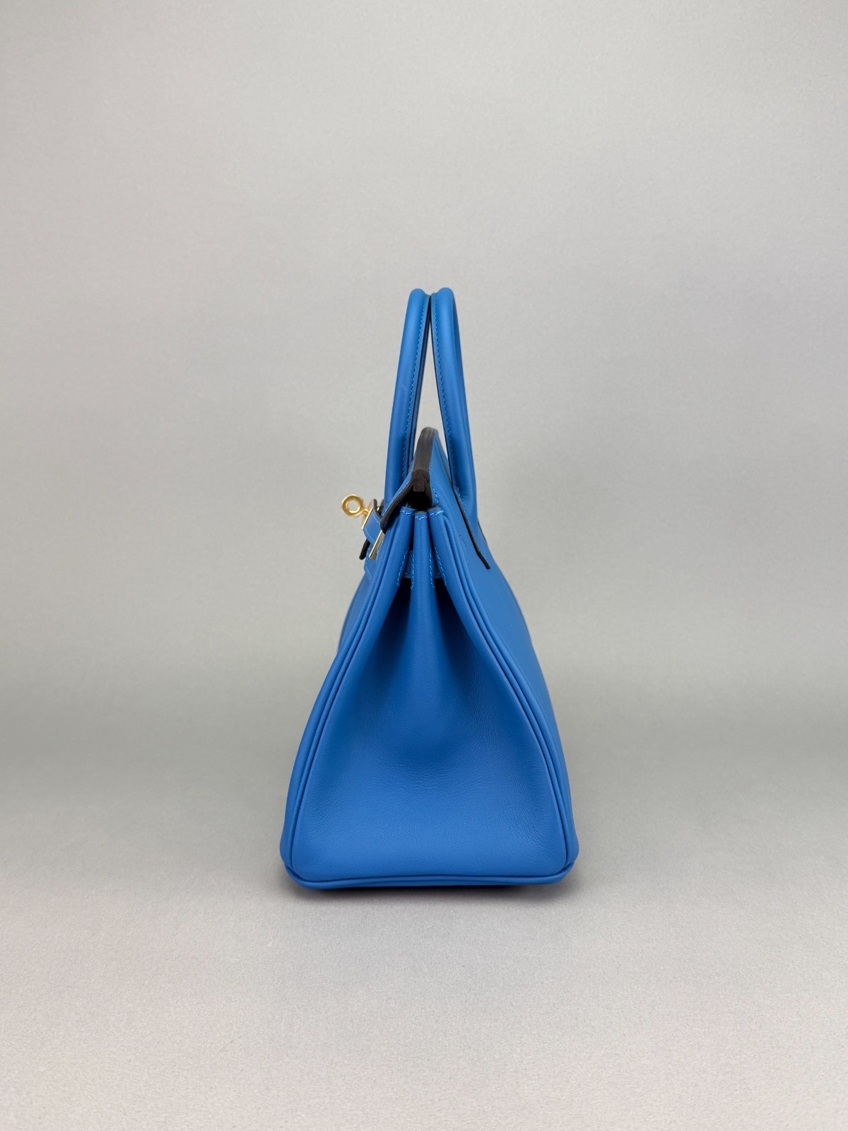 Hermes Birkin 25 Swift Blue Mykonos Gold Hardware K Stamp Full