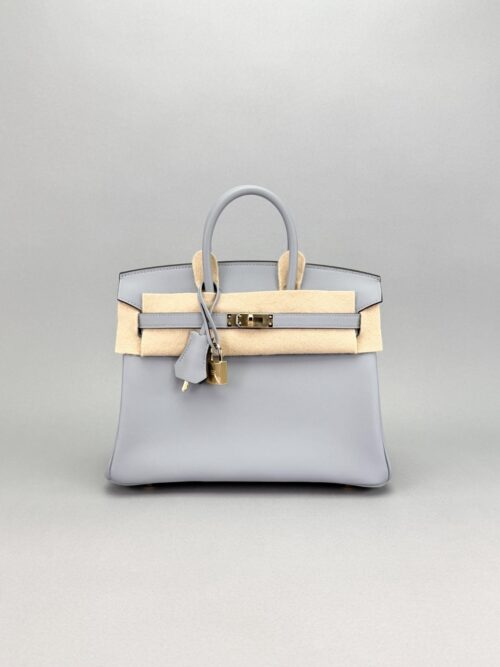 Hermes Birkin 25 Retourne Swift Gris Pantin Permabrass Hardware K Stamp