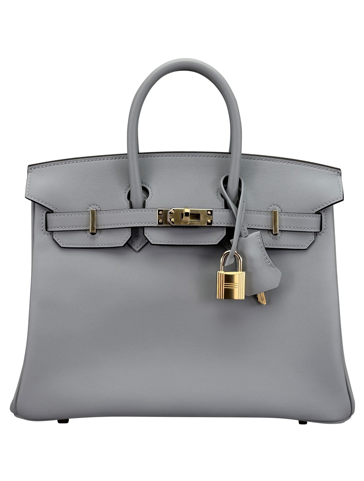 Hermes Birkin 25 Retourne Swift Gris Pantin Permabrass Hardware K Stamp