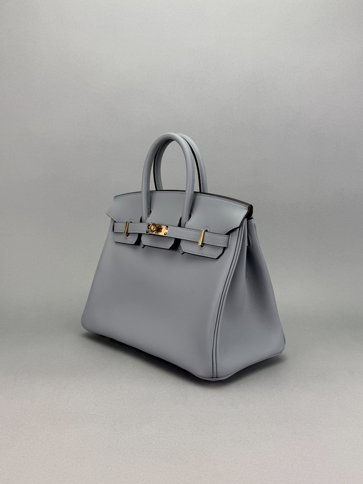 Hermes Birkin 25 Retourne Swift Gris Pantin Permabrass Hardware K Stamp