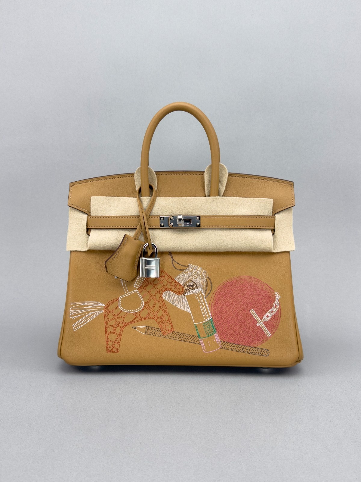 Hermes Birkin 25 Swift In and Out Biscuit Palladium Hardware Z Stamp 2021