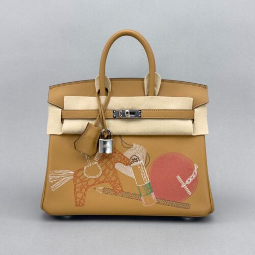 Hermes Birkin 25 Swift In and Out Biscuit Palladium Hardware Z Stamp 2021