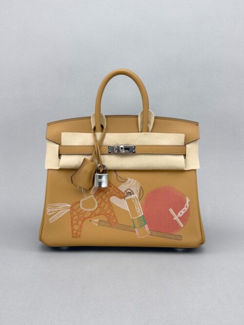 Hermes Birkin 25 Swift In and Out Biscuit Palladium Hardware Z Stamp 2021