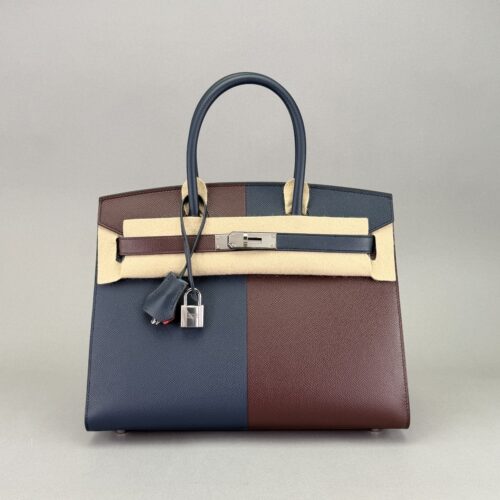 Hermes Birkin 30 Casaque Epsom Blue/Rouge/Rose Palladium Hardware U Stamp 2022