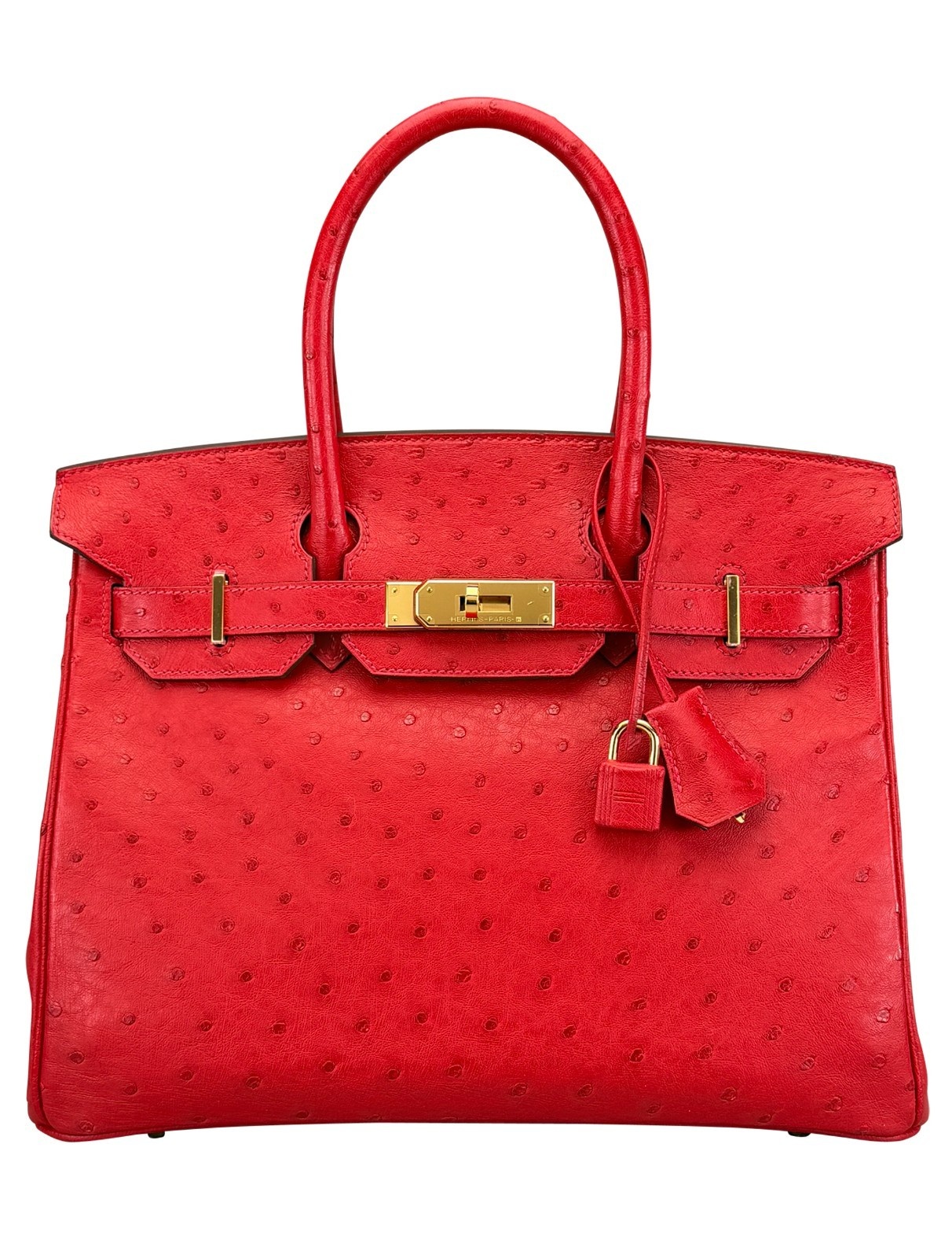Hermes Birkin 30 Retourne Ostrich Braise Gold Hardware Preowned D Stamp