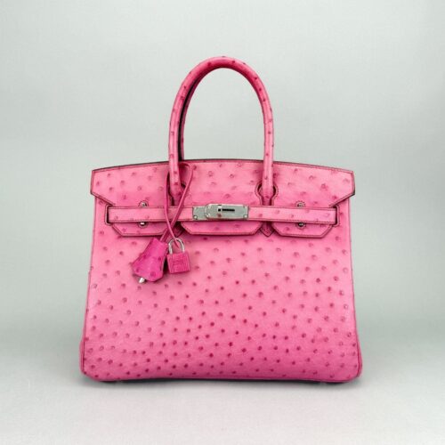 Hermes Birkin 30 Retourne Ostrich Fuchsia Pink Palladium Hardware Preowned M