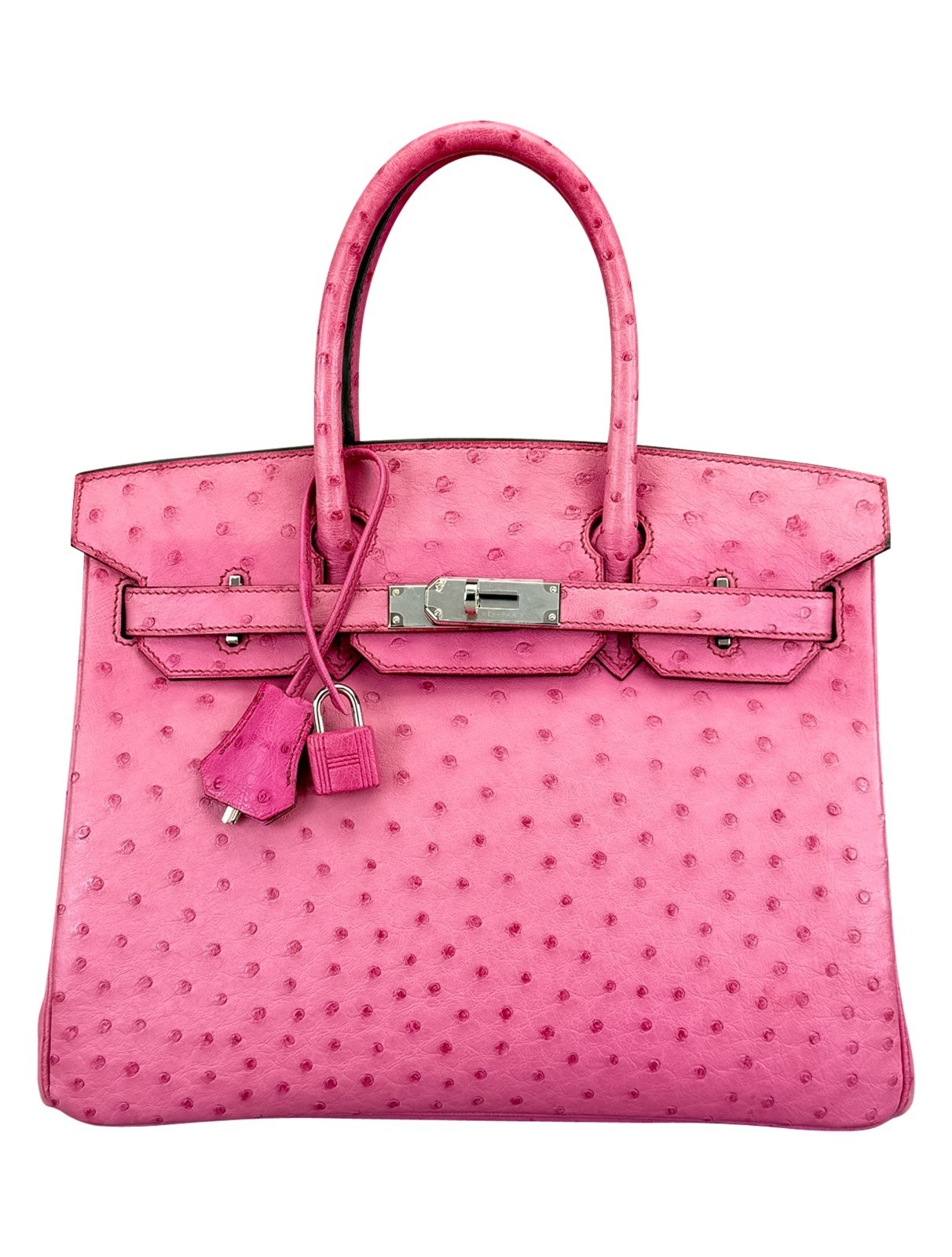 Hermes Birkin 30 Retourne Ostrich Fuchsia Pink Palladium Hardware Preowned M