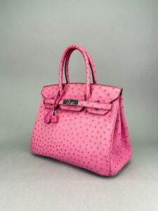 Hermes Birkin 30 Retourne Ostrich Fuchsia Pink Palladium Hardware Preowned M