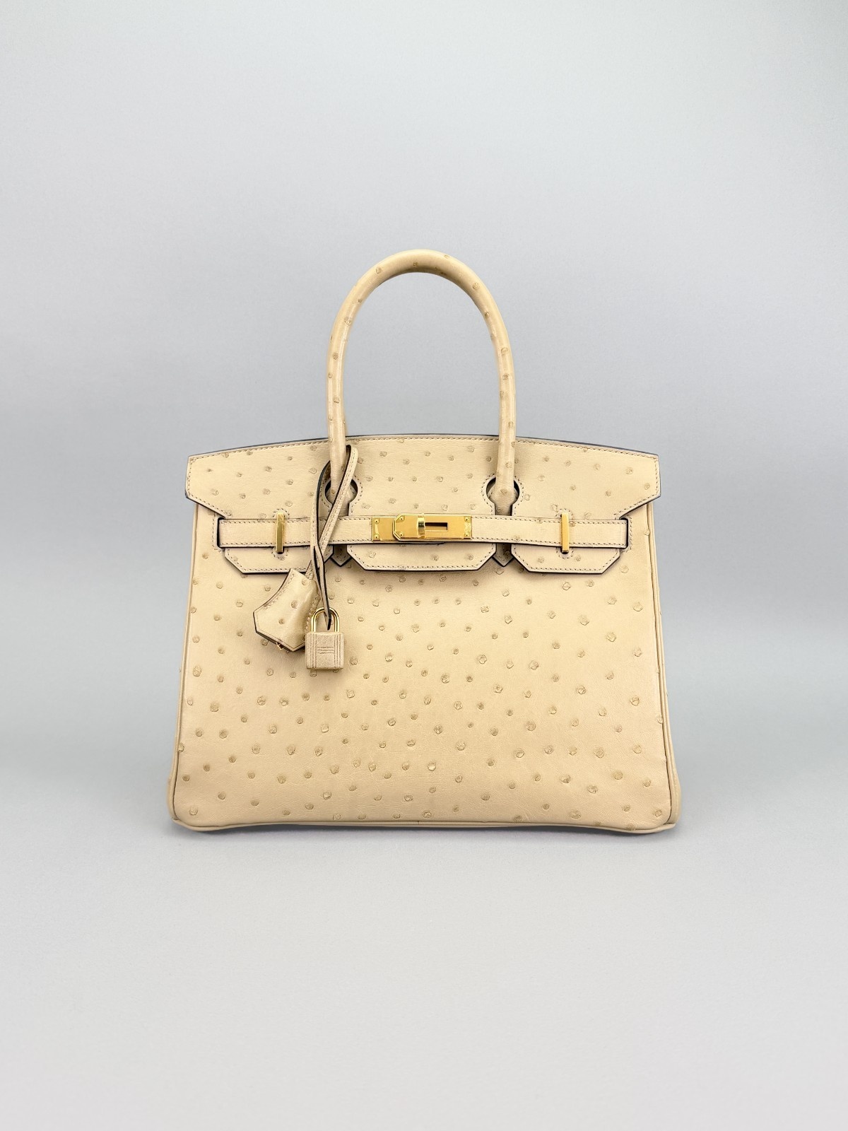 Hermes Birkin 30 Retourne Ostrich Parchemin Gold Preowned A Stamp