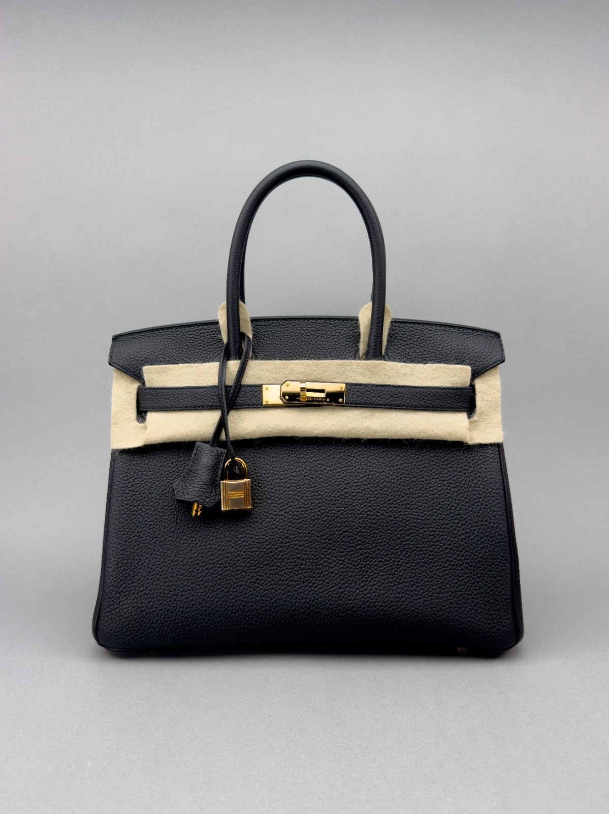 Hermes Birkin 30 Retourne Togo Black Rose Gold Hardware Preowned U Stamp