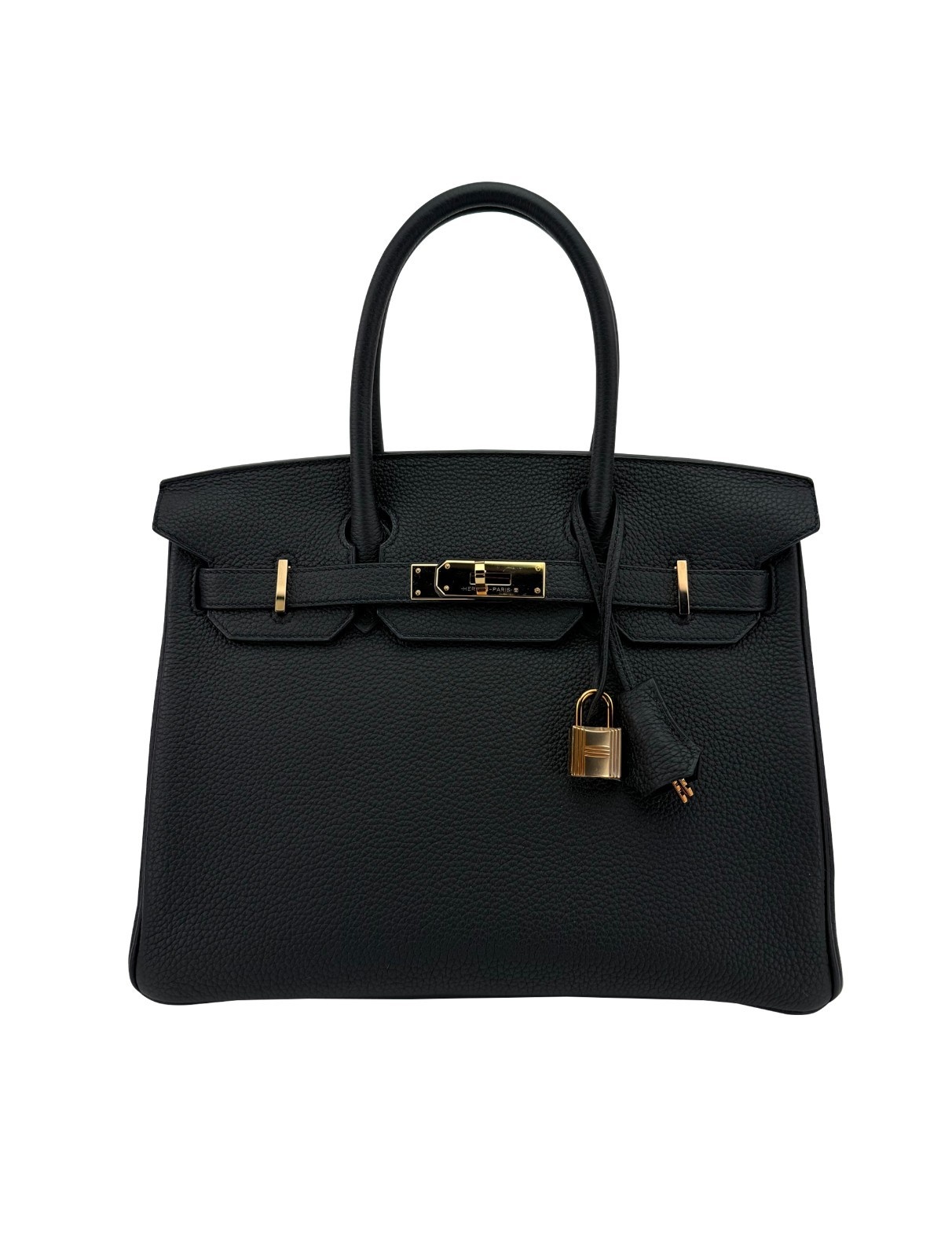 Hermes Birkin 30 Retourne Togo Black Rose Gold Hardware Preowned U Stamp