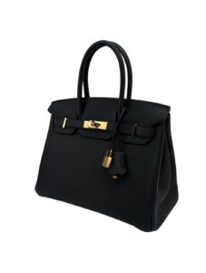 Hermes Birkin 30 Retourne Togo Black Rose Gold Hardware Preowned U Stamp