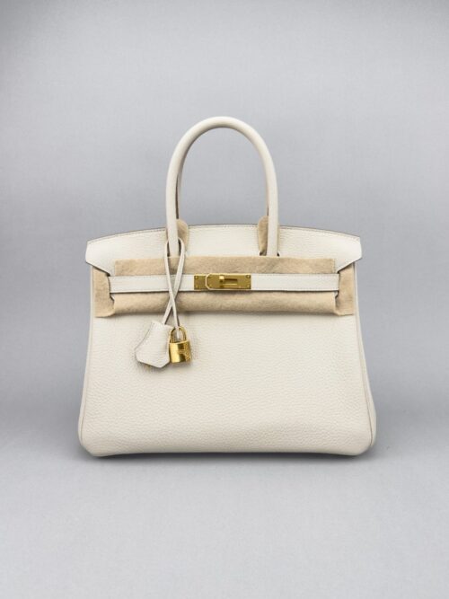 HERMES Birkin 30 Retourne Togo Craie Rose Gold Hardware Z Stamp