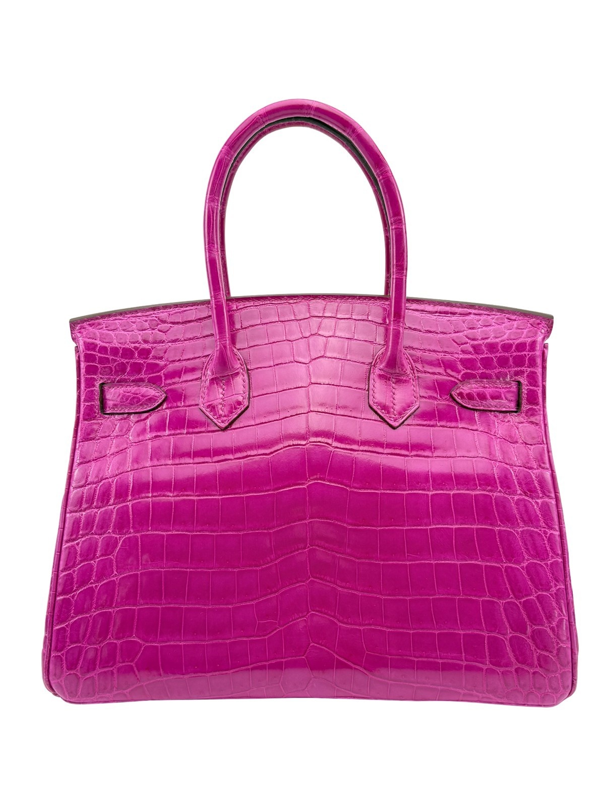 Hermes Birkin 30 Shiny Crocodile Rose Scheherazade Palladium Hardware Preowned R