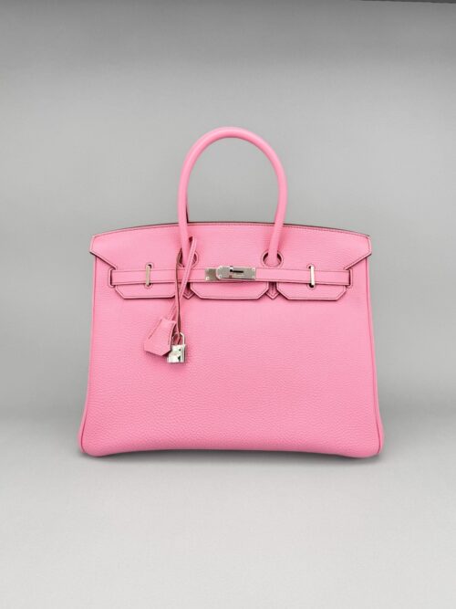 Hermes Birkin 35 Clemence Pink Bubblegum Palladium Hardware Preowned N Stamp