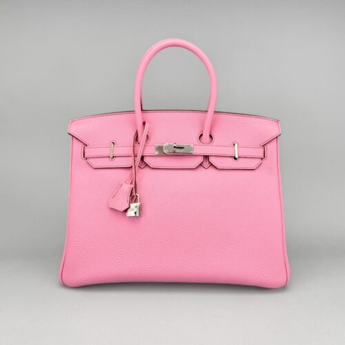 Hermes Birkin 35 Clemence Pink Bubblegum Palladium Hardware Preowned N Stamp