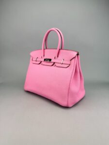 Hermes Birkin 35 Clemence Pink Bubblegum Palladium Hardware Preowned N Stamp