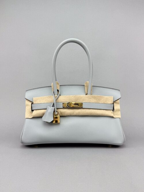 Hermes Birkin Shoulder 29 Retourne Evercolor Blue Glacier Gold Hardware W Stamp