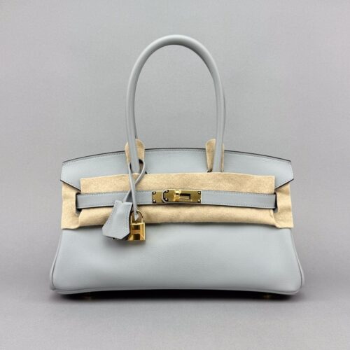 Hermes Birkin Shoulder 29 Retourne Evercolor Blue Glacier Gold Hardware W Stamp