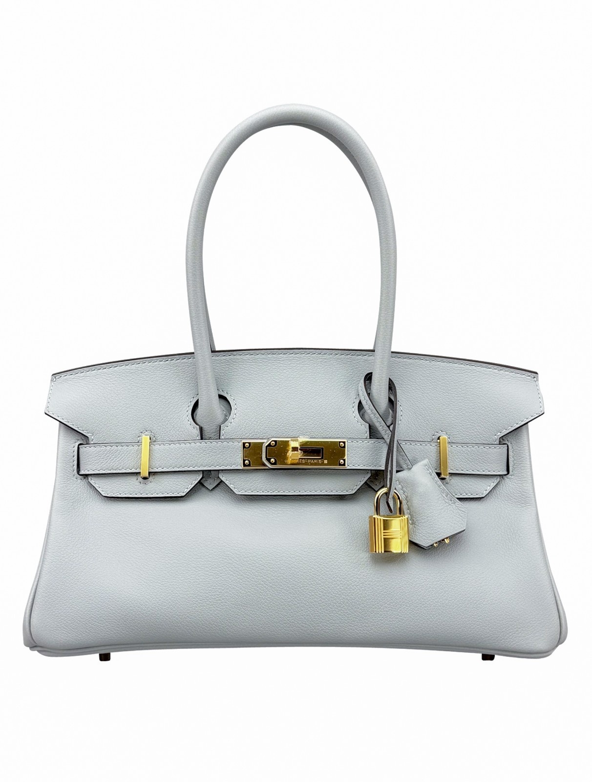 Hermes Birkin Shoulder 29 Retourne Evercolor Blue Glacier Gold Hardware W Stamp