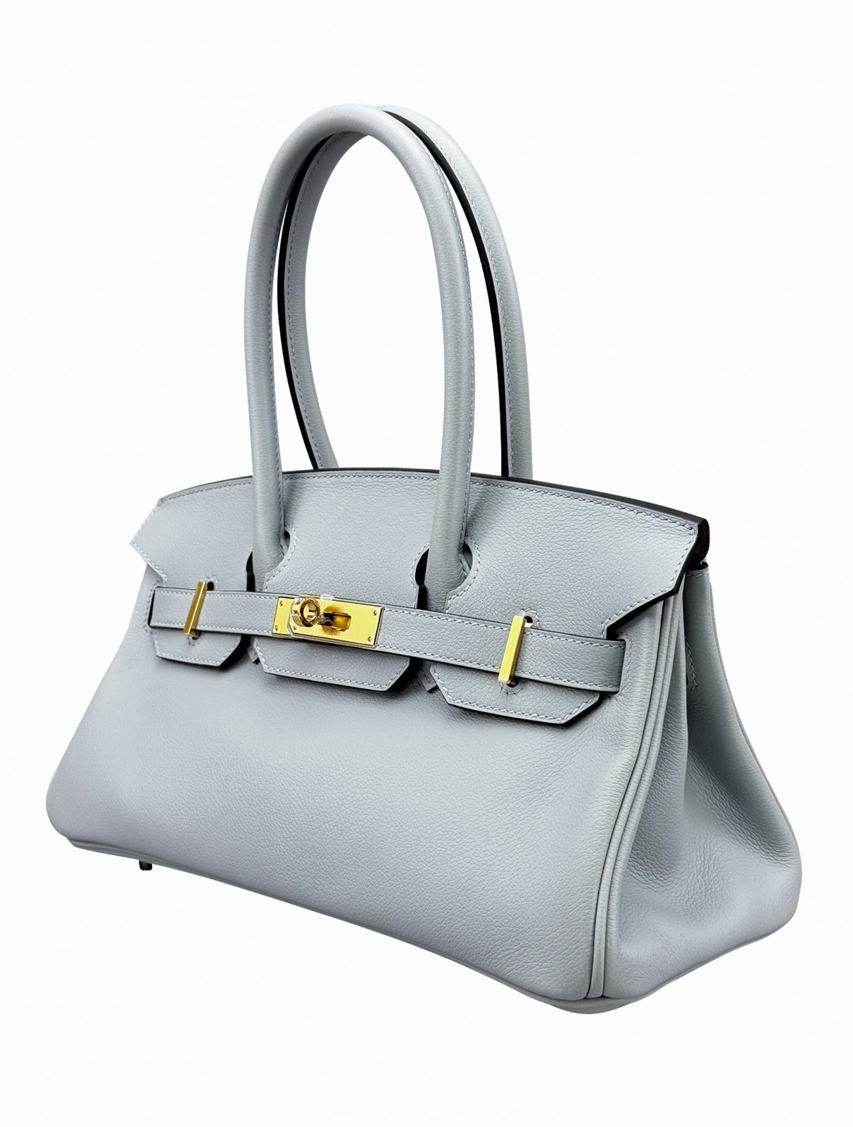 Hermes Birkin Shoulder 29 Retourne Evercolor Blue Glacier Gold Hardware W Stamp