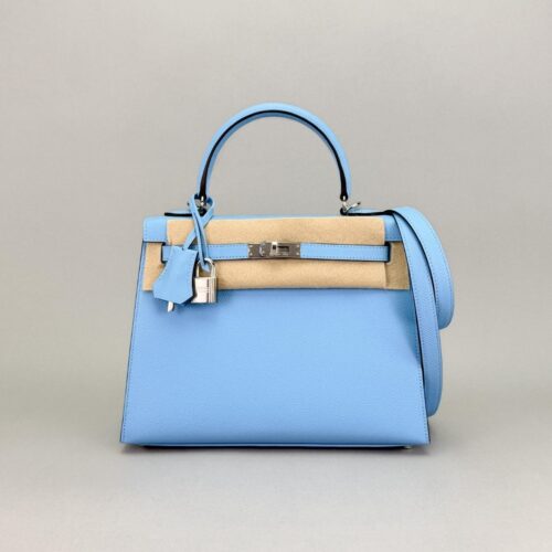 Hermes Kelly 25 Sellier Epsom Blue Celeste Palladium Hardware K Stamp 2025