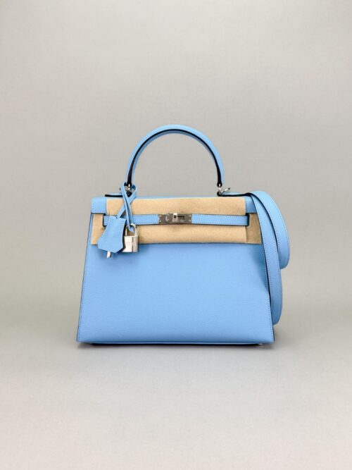 Hermes Kelly 25 Sellier Epsom Blue Celeste Palladium Hardware K Stamp 2025