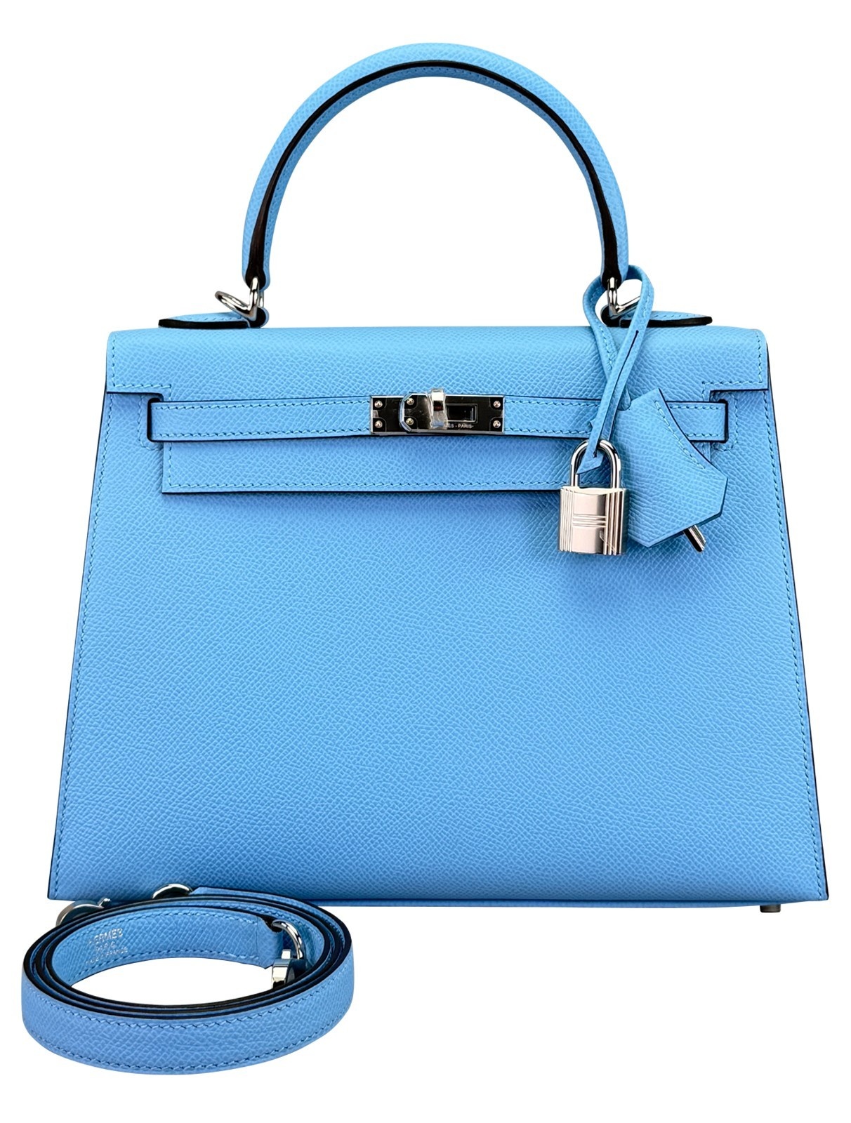 Hermes Kelly 25 Sellier Epsom Blue Celeste Palladium Hardware K Stamp 2025