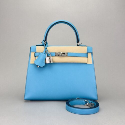 Hermes Kelly 25 Sellier Epsom Blue Du Nord Palladium Hardware W Stamp 2024