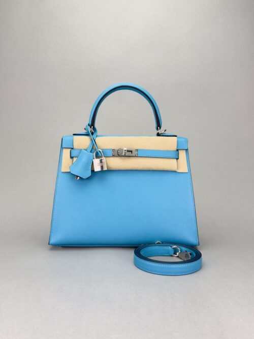 Hermes Kelly 25 Sellier Epsom Blue Du Nord Palladium Hardware W Stamp 2024