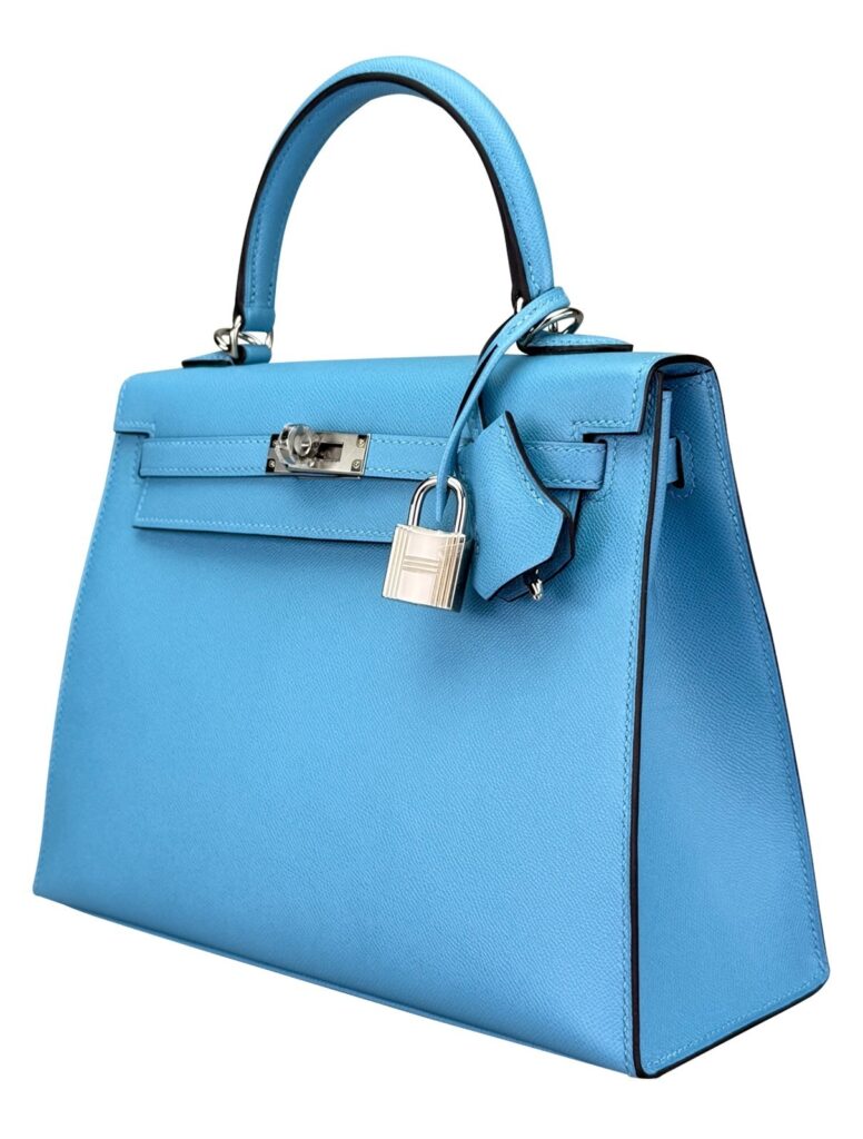 Hermes Kelly 25 Sellier Epsom Blue Du Nord Palladium Hardware W Stamp 2024