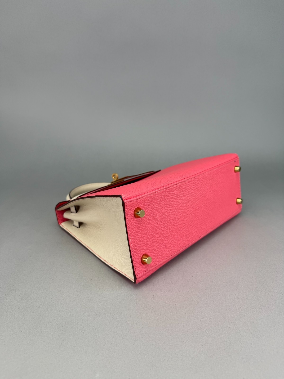 Hermes Kelly 25 Sellier Epsom HSS Rose Azalee & Nata Brushed Gold Hardware Z