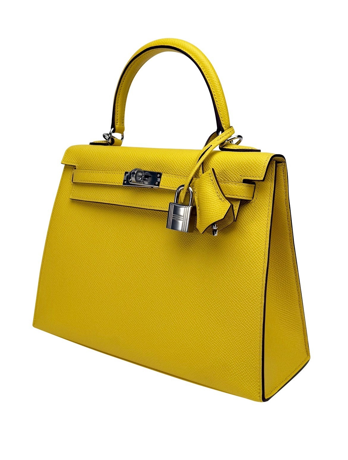 Hermes Kelly 25 Sellier Epsom Jaune De Naples Palladium Hardware B Stamp 2024
