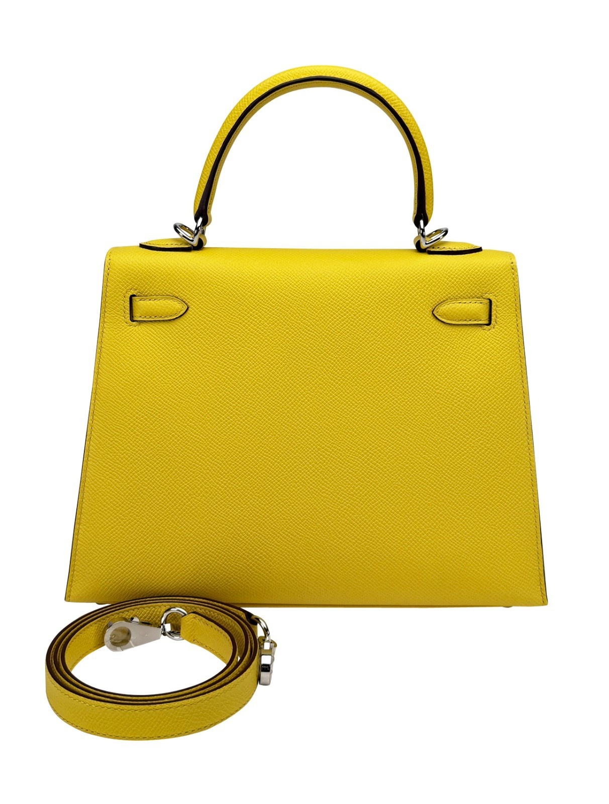 Hermes Kelly 25 Sellier Epsom Jaune De Naples Palladium Hardware B Stamp 2024