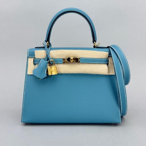 Hermes Kelly 25 Sellier Epsom New Blue Jean Gold Hardware W Stamp 2025
