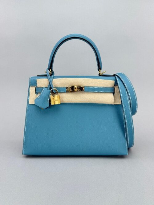 Hermes Kelly 25 Sellier Epsom New Blue Jean Gold Hardware W Stamp 2025