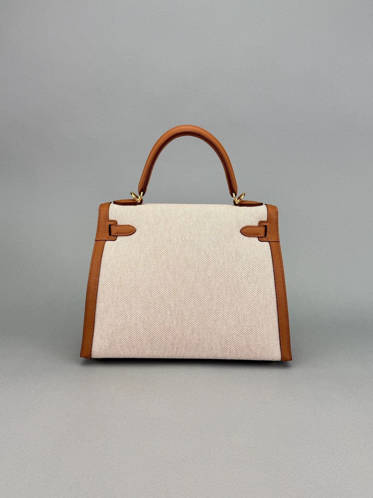 Hermes Kelly 25 Sellier Toile Gold/Beige Gold Hardware W Stamp 2024