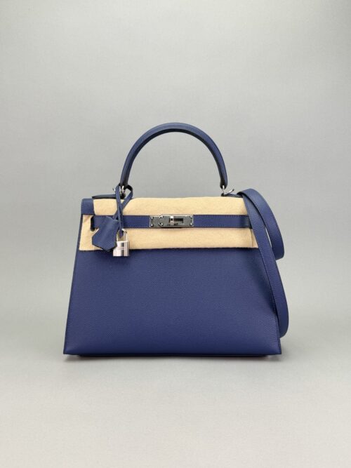 Hermes Kelly 28 Sellier Epsom Blue Saphir Palladium Hardware B Stamp 2023