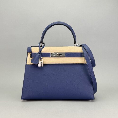 Hermes Kelly 28 Sellier Epsom Blue Saphir Palladium Hardware B Stamp 2023