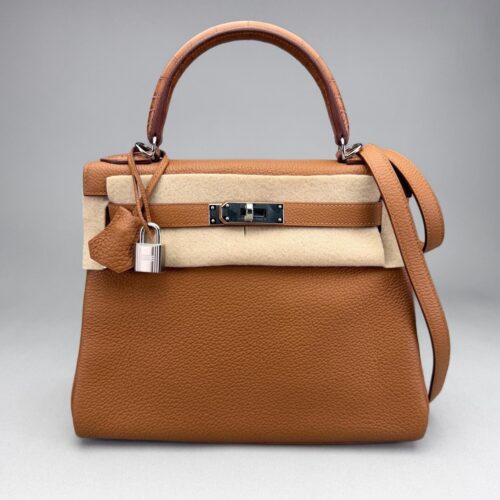 Hermes Kelly 28 Togo Touch Alligator Gold Palladium Hardware Preowned Y Stamp