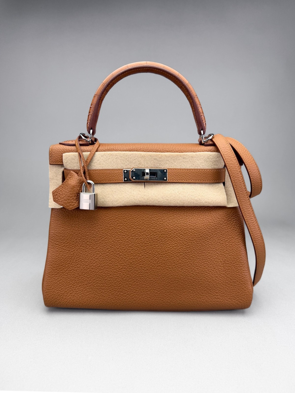 Hermes Kelly 28 Togo Touch Alligator Gold Palladium Hardware Preowned Y Stamp